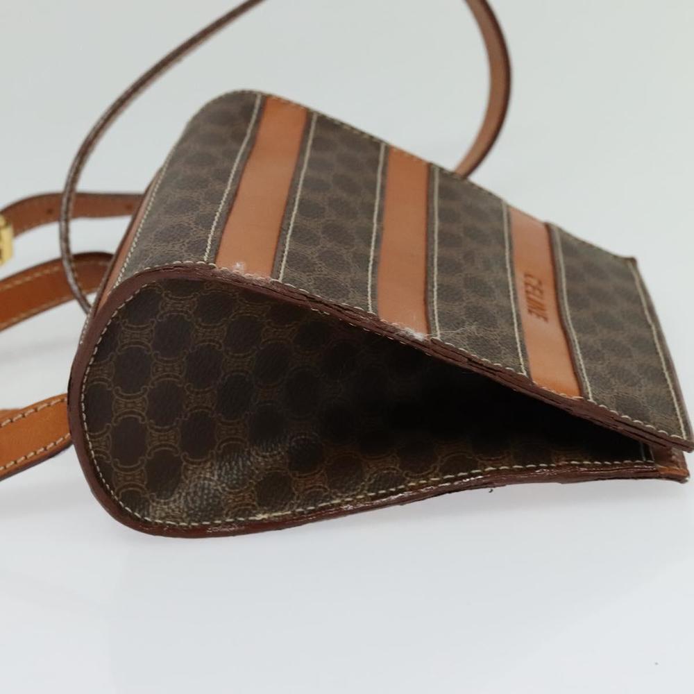 CELINE Macadam Canvas Backpack PVC Leather Brown Gold Auth 124609 - Picture 4 of 16